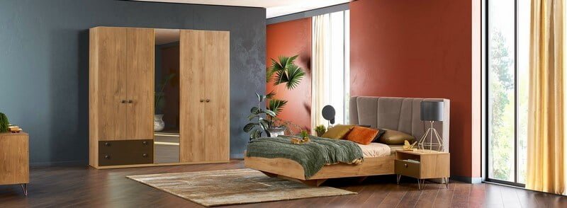 alfemo mobilya meşe renkli yatak odası